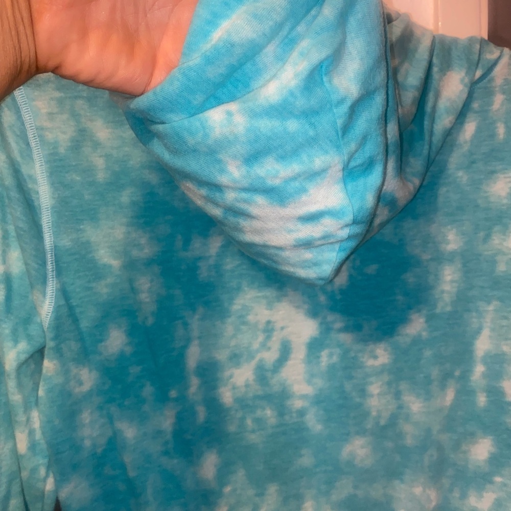 PINK Victorias Secret Lightweight Tie Dye Hoodie Zip-up‎ Teal/Aqua - Picture 2 of 3